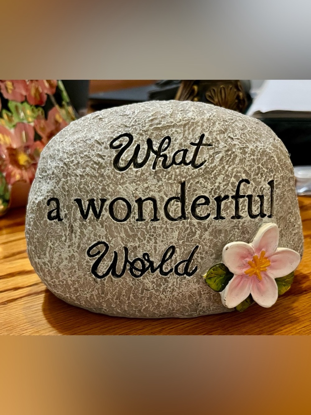 NEVER USED “What a wonderful world fake rock decor